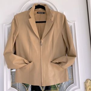Prague Tan Leather Zip Up Jacket